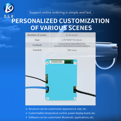 KLS Sodium Bms Battery Protection Board 16S 30A 64V 9S BMS With NTC Protection