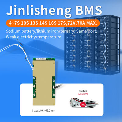 Custom 10S 13S 14S 16S 17S 54v 60a 70a Lithium Ion Battery BMS With Balance Function